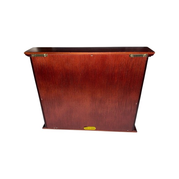 Vintage Mahogany Display Case Green Felt 16 Slot Round Divots - Picture 13 of 16